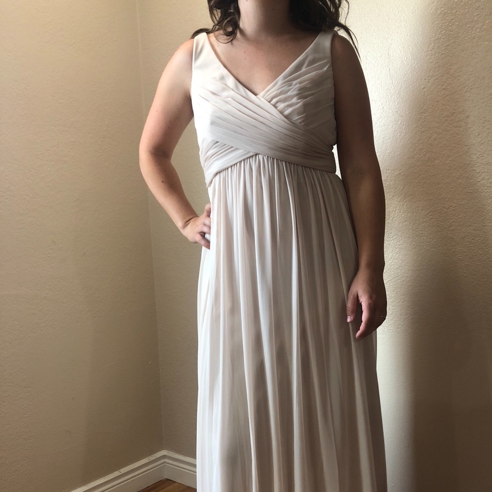 David’s Bridal || Long Mesh Dress: Champaign
